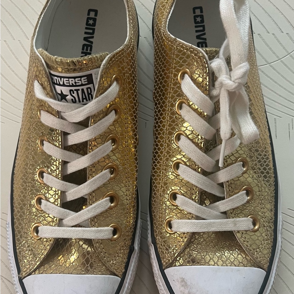 Converse White and Gold Sneakers